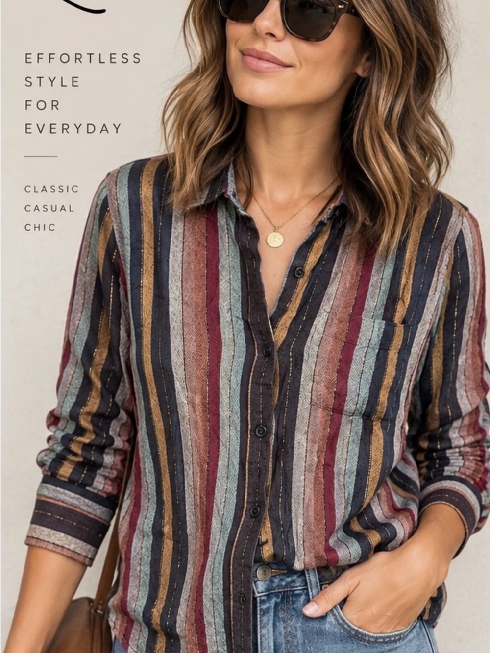 Rails Striped Linen Blend Lurex Button Front Shirt Small